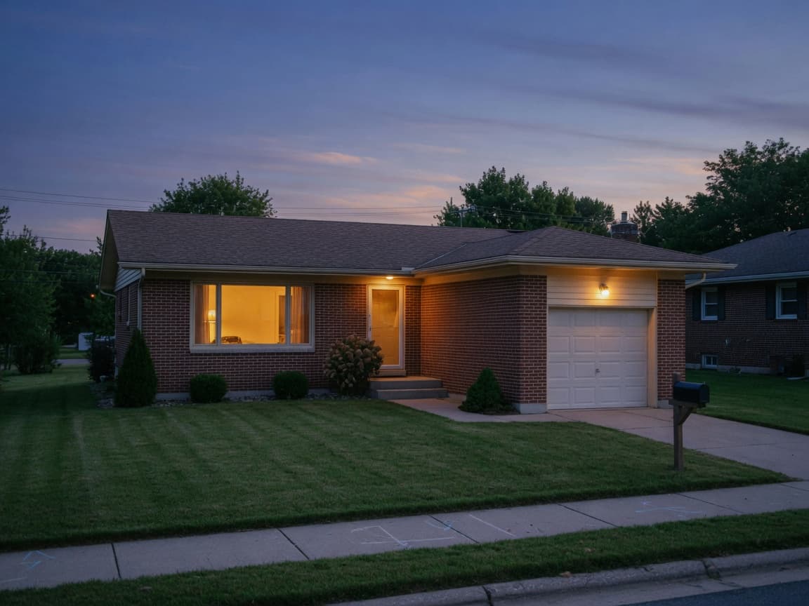 Brick ranch on a quiet street